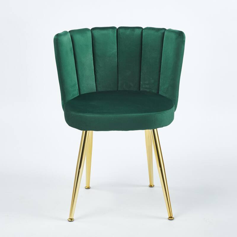 Modern 2 Piece Velvet Kitchen Dining Chairs with Cushions, Gold Metal Legs, Backrest for Dining Room Kitchen Living Room Bedroom