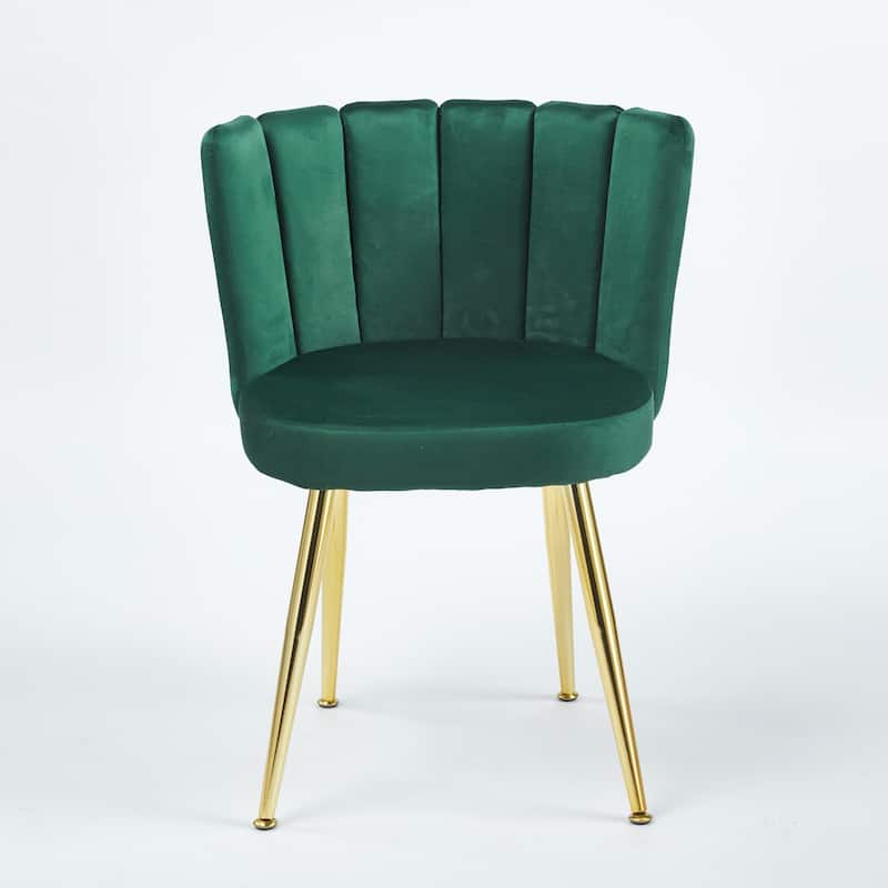 Modern dining chair(set of 2 ) with iron tube golden color legs, velvet and comfortable backrest