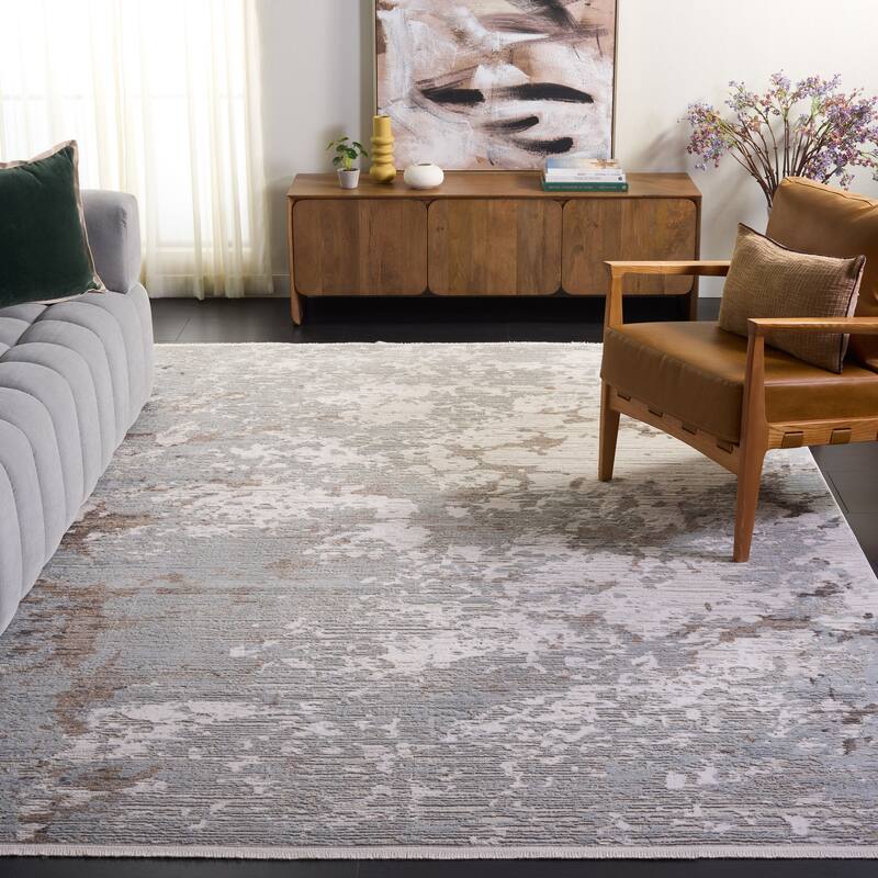 SAFAVIEH Platinum Ama Glam Abstract Rug - 9' x 12' - Grey/Ivory