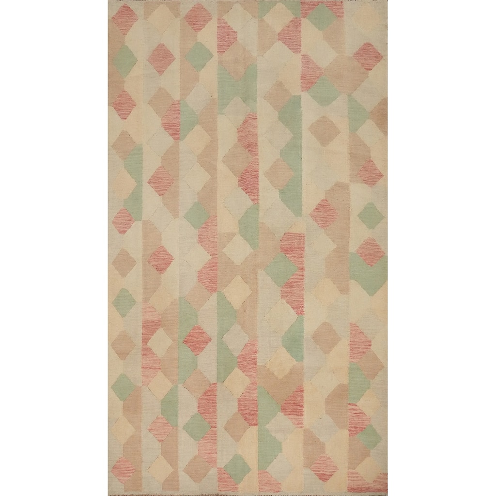 Hand Woven Oriental 100% Wool Carpet Southwestern Modern Multi-Colored Kilim Area Rug - 8' 11'' X 5' 10''