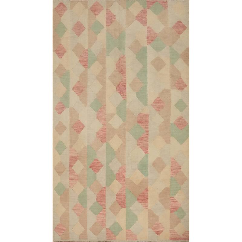 Hand Woven Oriental 100% Wool Carpet Southwestern Modern Multi-Colored Kilim Area Rug - 8' 11'' X 5' 10''