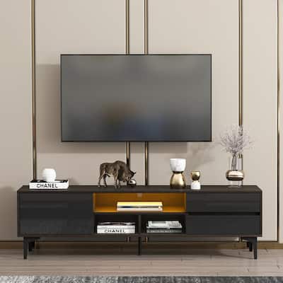 Modern TV Stand For TVs up to 65 Inches,TV Console with LED Remote Control Lights