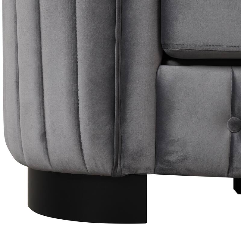 64.3" Velvet Upholstered 2-Person Loveseat Sofa, Gray