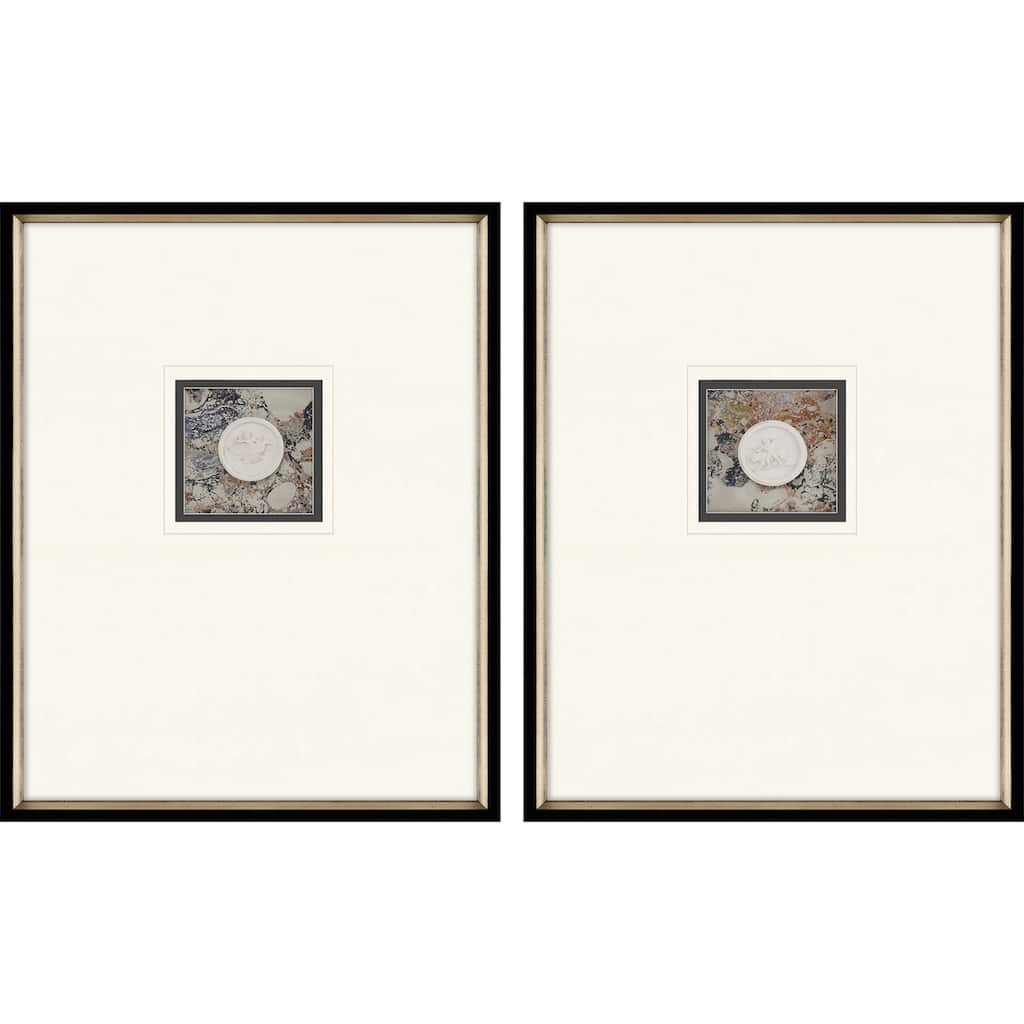 Angelic Intaglio S/2 Mixed Media Framed Art Under Glass - White
