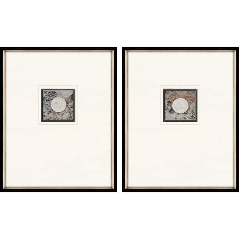 Angelic Intaglio S/2 Mixed Media Framed Art Under Glass - White - 25 X 20 X 2