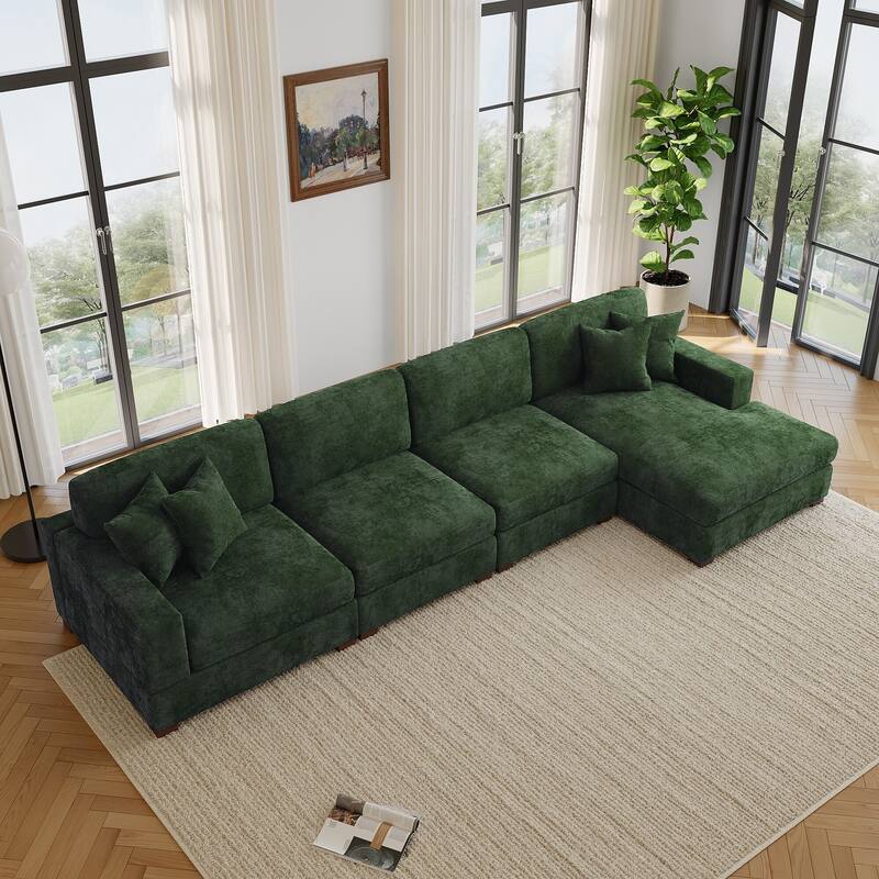 Oversized Modern Chenille L-shape Modular Sectional Sofa with Chaise