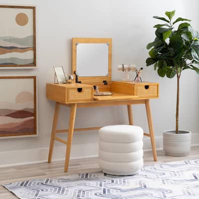 Chantal Natural Wooden 2 Cane Drawer Vanity