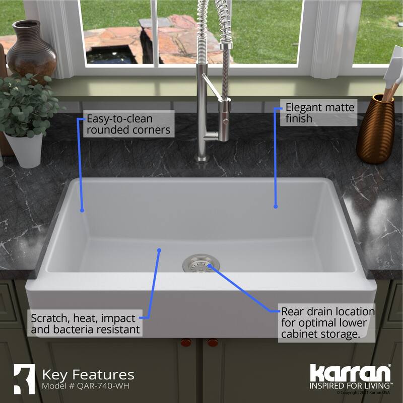 Karran USA QAR-740 Retrofit Farmhouse/Apron-Front Quartz/Granite 34"
