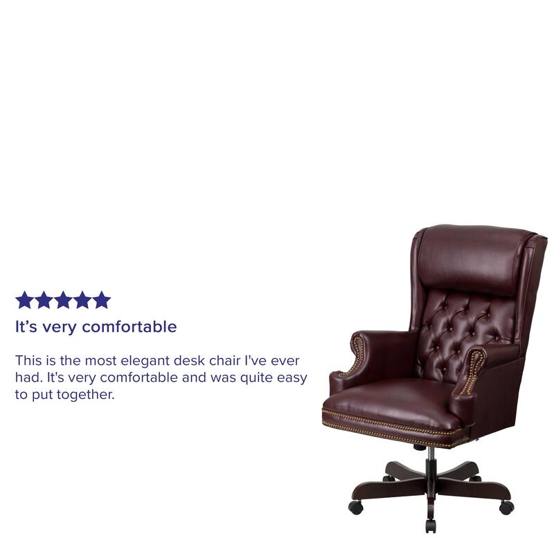 High Back Traditional Tufted LeatherSoft Executive Swivel Ergonomic Office Chair