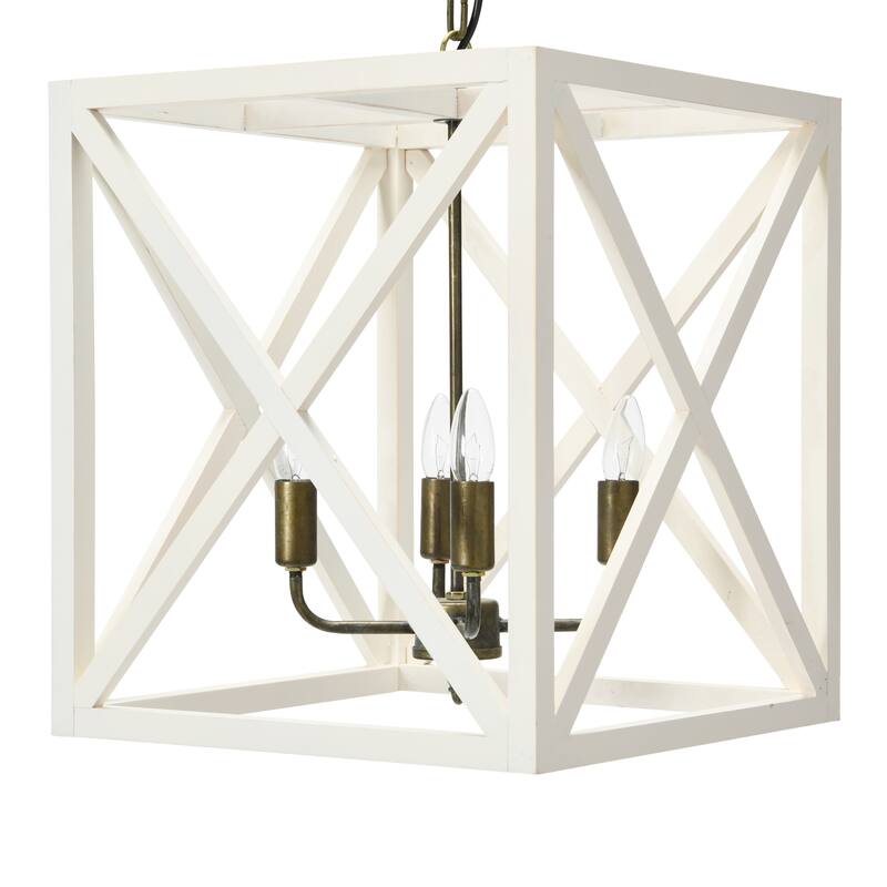 Rectangular Wood & Metal Pendant Light