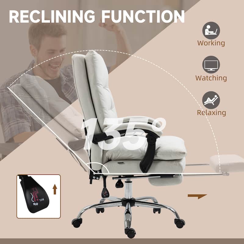 Executive Office Chair with Heated & Massage, Computer Desk Chair with Footrest, Microfibre High Back Swivel Office Chair