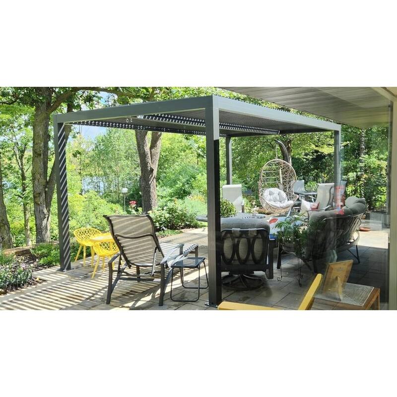 PURPLE LEAF Louvered Pergola Outdoor Aluminum Pergola with Adjustable Roof for Patio Hardtop Gazebo