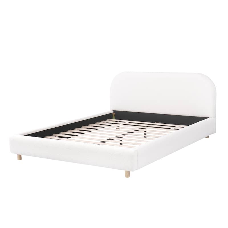 Boucle Fabric Upholstered Bed Frame Platform Bed