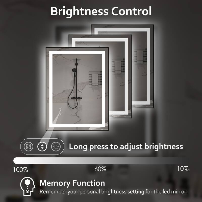 QuivaraView Aluminum front light and backlit LED lighted Framed Tempered Glass Bathroom Vanity Wall Mounted Mirror