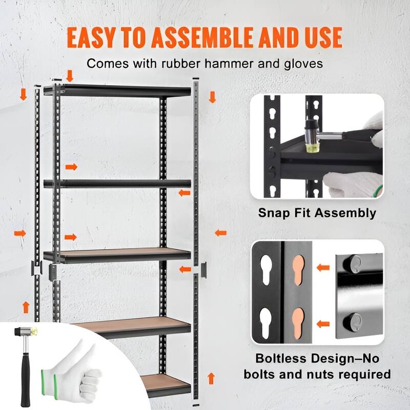 Adjustable Metal Storage Shelves 5 Tier Heavy Duty Utility Rack for Garage and Kitchen