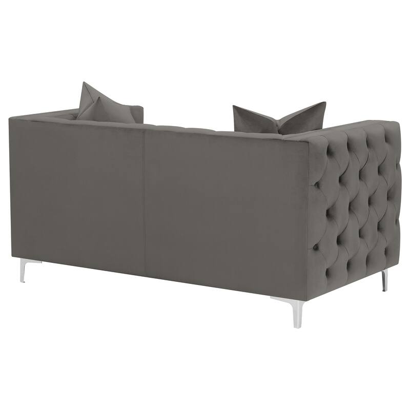 Phoebe Upholstered Tuxedo Arm Tufted Loveseat Urban Bronze