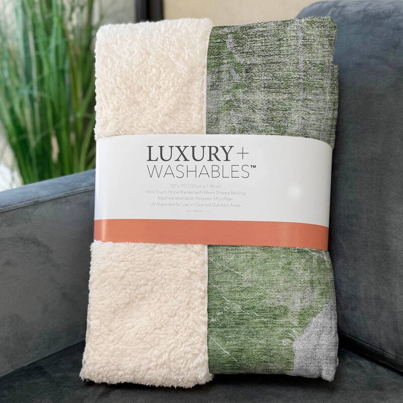 Premium Machine Washable Abstract Modern Sherpa Throw Blanket