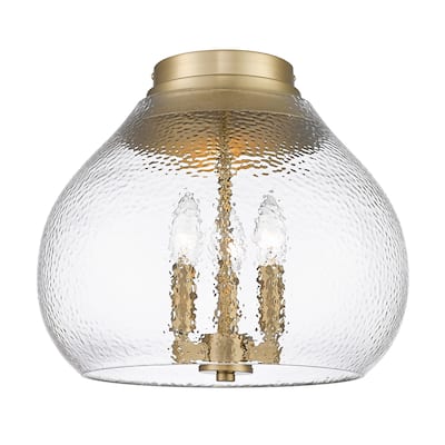 Ariella 13.75" Wide 3-Light Semi-Flush with Hammered Clear Glass