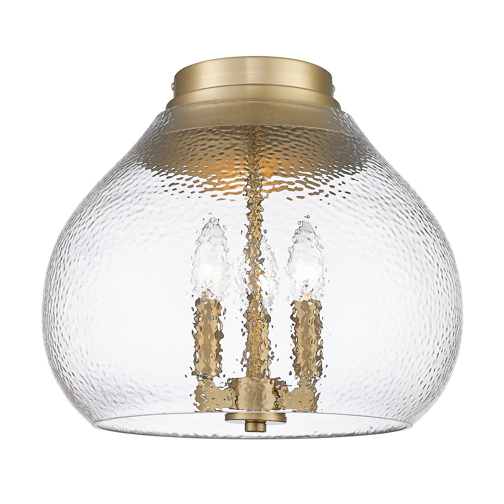 Ariella 13.75" Wide 3-Light Semi-Flush with Hammered Clear Glass