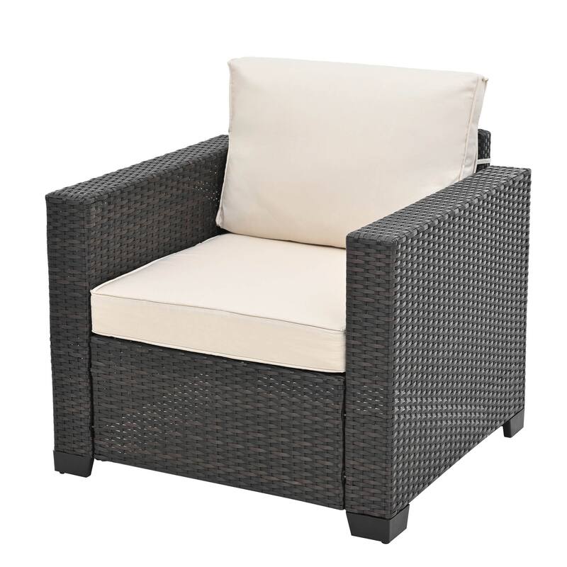 10 Piece PE Rattan Patio Furniture Set Outdoor Patio Furniture Set With Cushions & Tempered Glass Coffee Table
