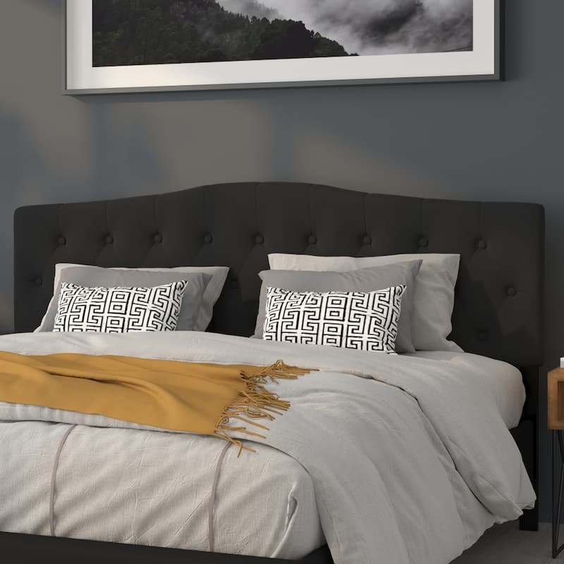 Arched Button Tufted Upholstered Headboard - Black - King