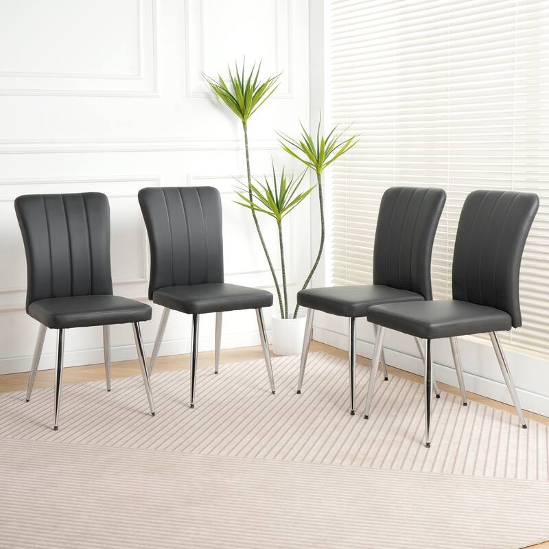 Modern Charcoal PU dining chair, cloth upholstered chair, electroplated metal chair legs, suitable for home furniture li