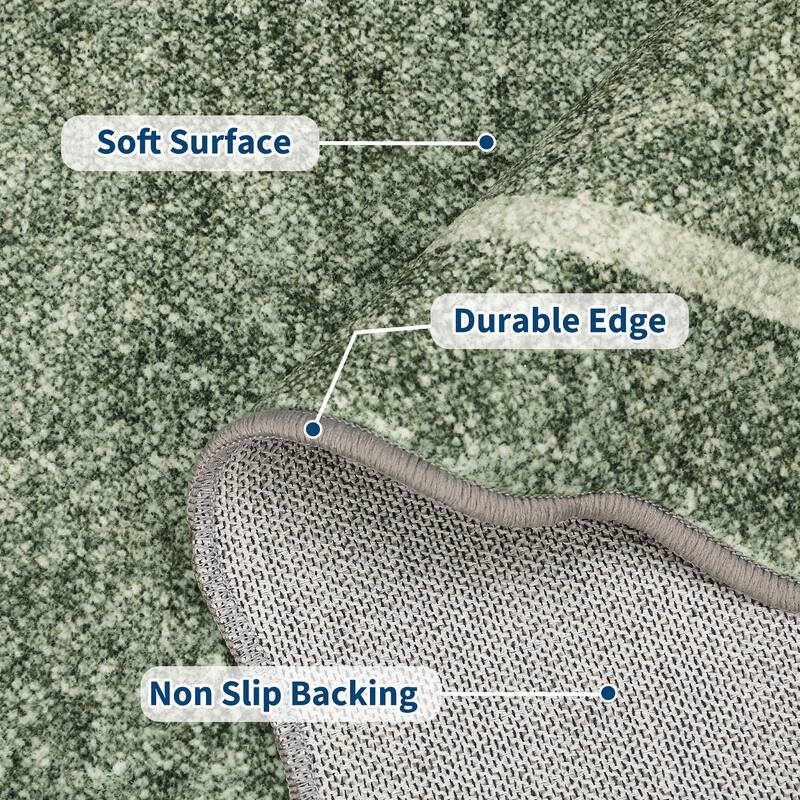 Garvee Scallop Solid Washable Area Rug