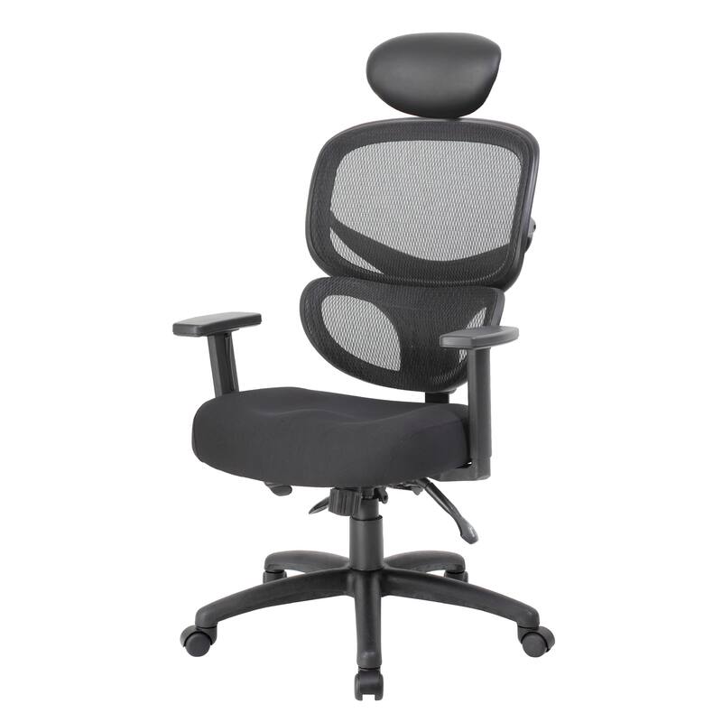 Samy Multi-Function Task Chair, Headrest, Black Mesh, SereneSoft Padding