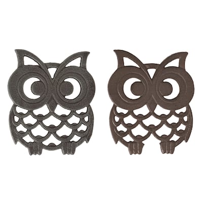 Transpac Iron Owl Trivet Set of 2 Spring Home Decorations
