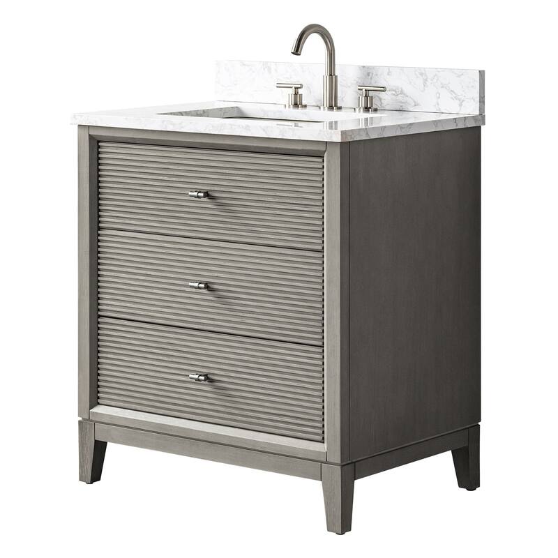 Vanity Art 30" Freestanding Bathroom Vanity with Engineered Marble Top and Sink