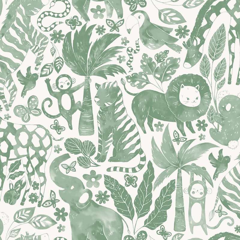 NuWallpaper Sweet Safari Green Peel & Stick Wallpaper