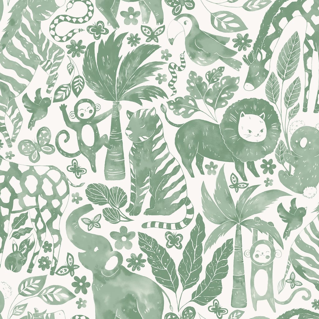 NuWallpaper Sweet Safari Green Peel & Stick Wallpaper