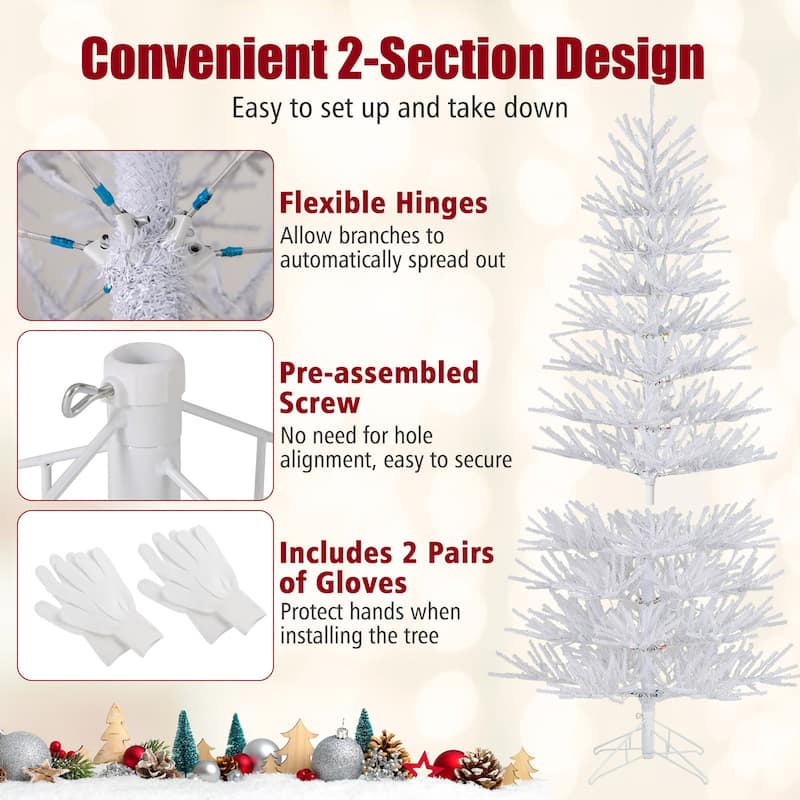 Gymax 7 FT Artificial Xmas Tree Hinged Christmas Tree w/ 820 - Multi - See Details