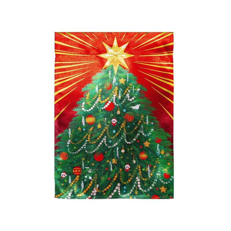 12.5 in. x 18 in. Classic Christmas Tree Lustre Garden Flag - Multicolor - 12.5 in x 18 in