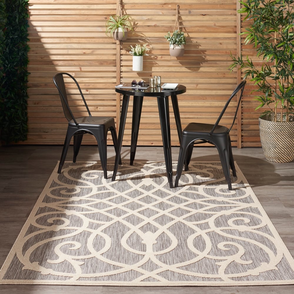 Nourison Palamos Geometric Scroll Indoor Outdoor Area Rug