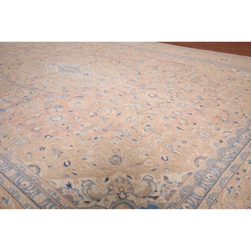 Traditional Mashad Persian Vintage Area Rug Hand-Knotted Wool Carpet - 9'4"x 12'5"