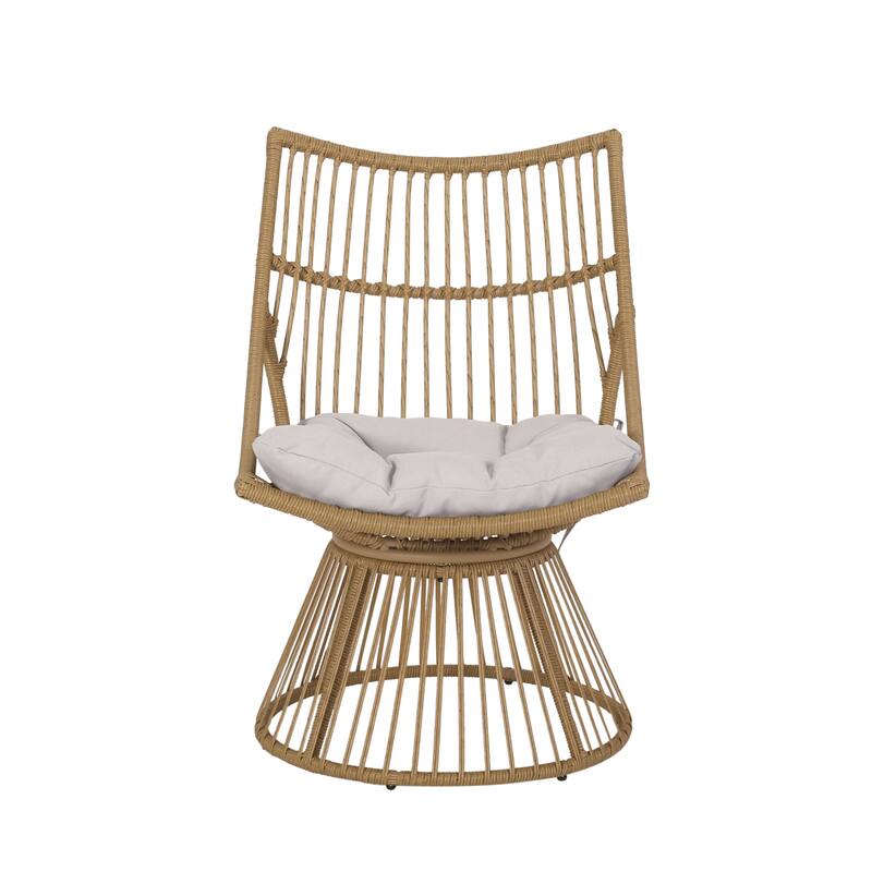Caryl Outdoor Wicker 2 Seater Chat Set with Cushion by Christopher Knight Home