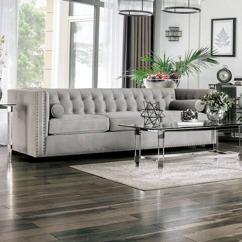 Silver Orchid Arthur Traditional Light Grey Sofa