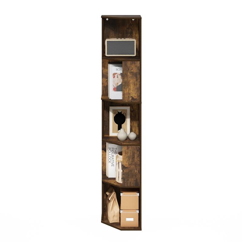 60.71 in. Tall Pine Wood 5-Shelf Bookcase