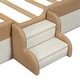 preview thumbnail 7 of 8, Twin Size Upholstered PU House Bed with Curtains, Funny Kids Platform Bed Frame with Little Stairs