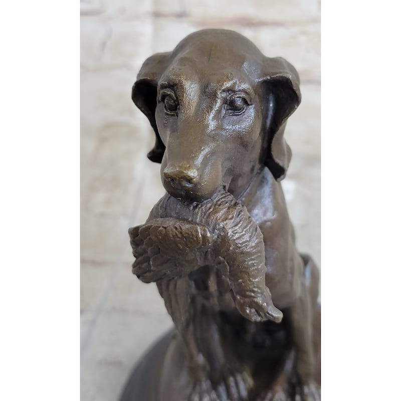 Moigniez Labrador Hunting Dog Duck Bronze Figurine Art Deco Animal Figure Decor