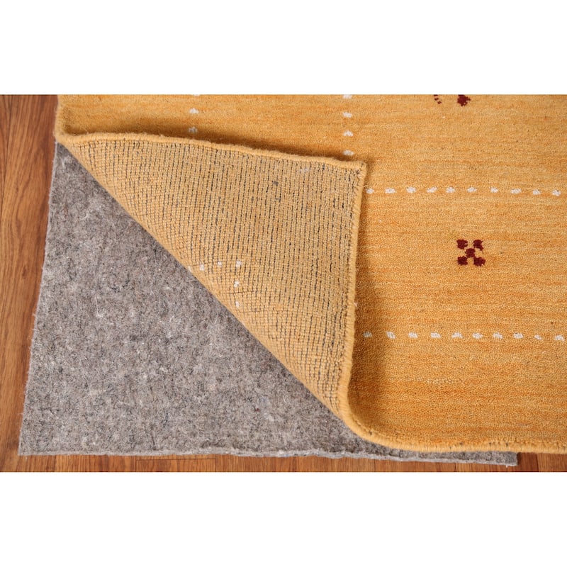 Gold Animals Gabbeh Indian Rug Handmade Wool Carpet - 4'8" x 6'3"