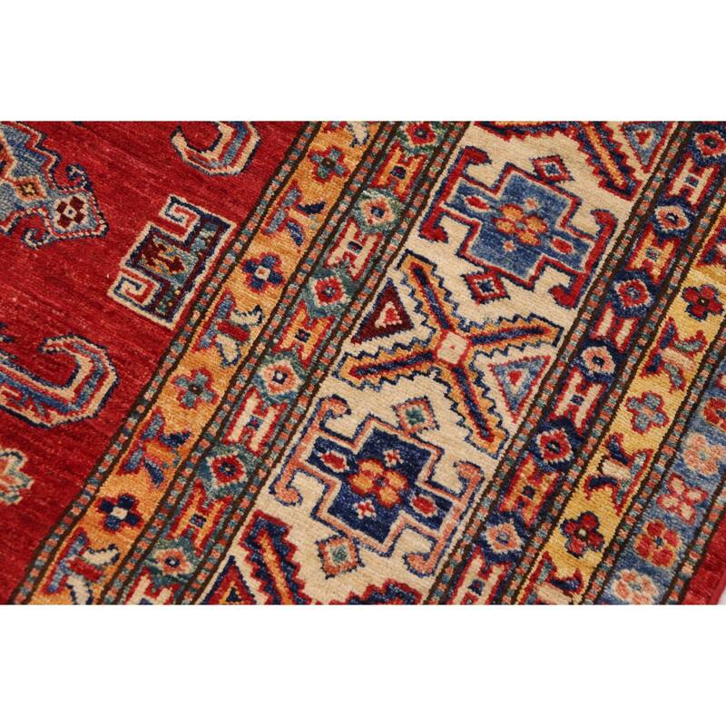 Rustic Super Kazak Janes Red/Beige Hand Knotted Wool Rug - 8'2'' x 10'3''