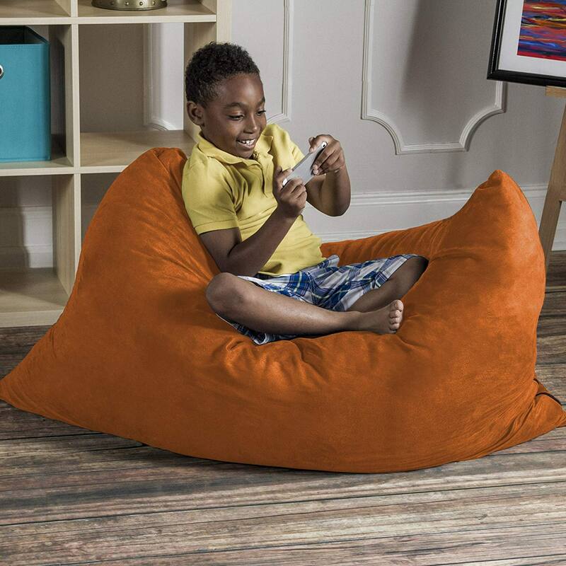 Solid Kids Microsuede Pillow Bean Bag - 44" - Mandarin Orange