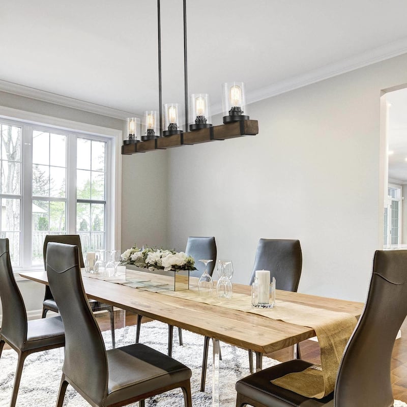 Modern Farmhouse 5-Light Wood Chandelier Rustic Island Lights for Dining Room
