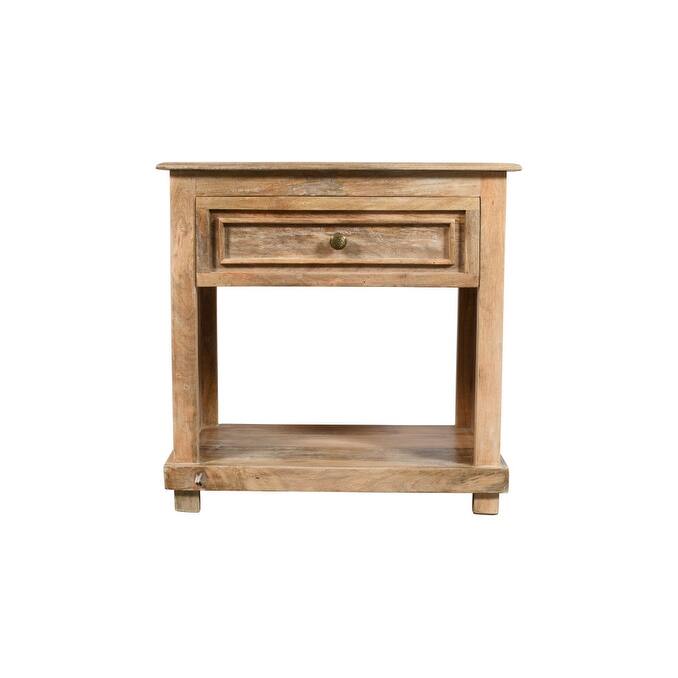 28" Distressed Natural One Drawer Solid Wood Nightstand