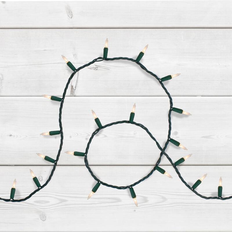 300-Count Clear Mini Christmas Lights 60ft Green Wire - 60'