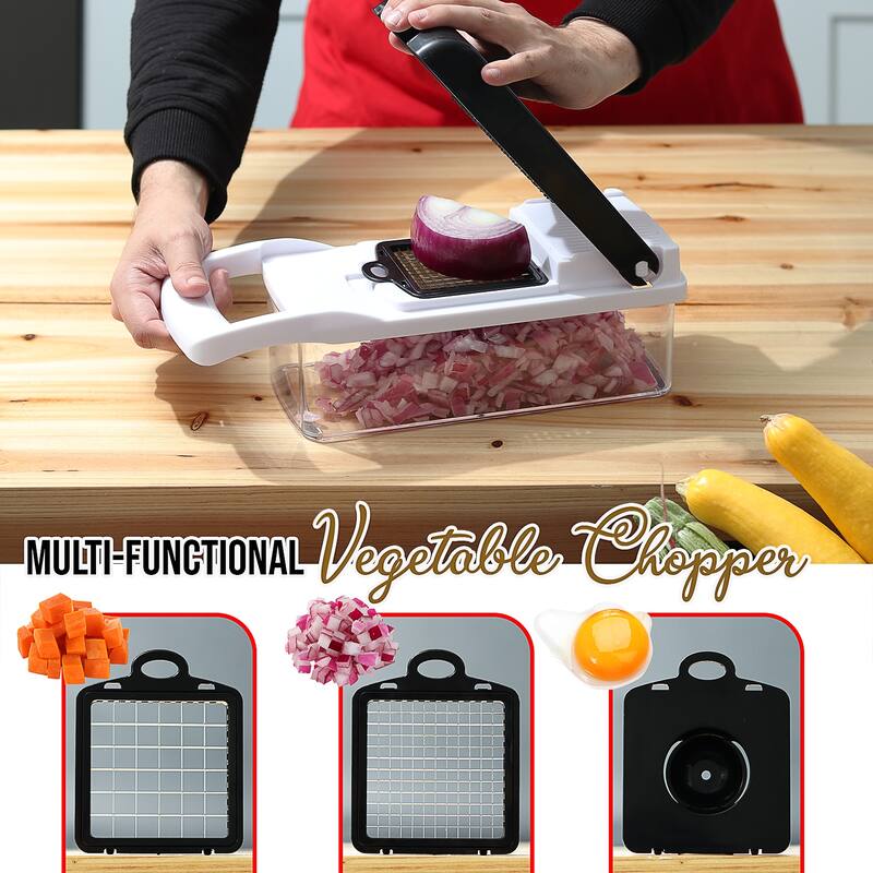 Empyrean 21 Piece Multifunctional Vegetable Chopper with Container, Includes 3-Blade Spiralizer and Julienne Peeler