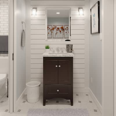 KitchenBathCollection Abbey 24" Bathroom Vanity with Carrara Marble Top