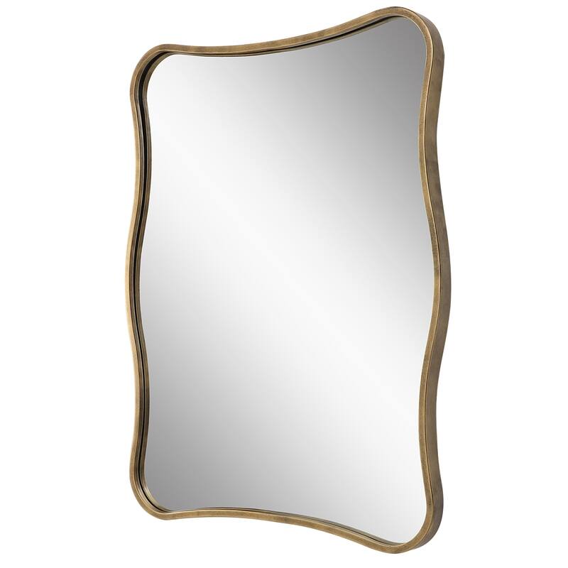 Curvy Framed Wall Mirror - 36.25" - Gold
